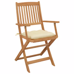 VidaXL 3074957 chaise d'extérieur Terrace Siège rembourré Bois d'acacia Crème, Blanc