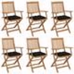 vidaXL Chaises pliables de jardin lot de 6 avec coussins Bois d'acacia - TU