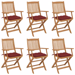 VidaXL 3074964, Terrace, Siège rembourré, Bois d'acacia, Rouge, Polyester, 540 mm