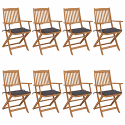 VidaXL 3074967, Terrace, Siège rembourré, Bois d'acacia, Anthracite, Polyester, 540 mm