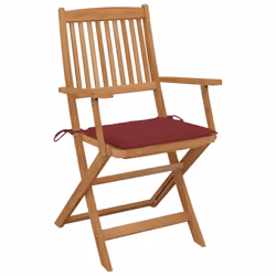 VidaXL 3074976 chaise d'extérieur Terrace Siège rembourré Bois d'acacia Rouge