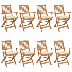VidaXL 3074984, Terrace, Siège rembourré, Bois d'acacia, Crème, Blanc, Polyester, 540 mm