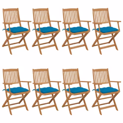 VidaXL 3074986, Terrace, Siège rembourré, Bois d'acacia, Bleu, Polyester, 540 mm