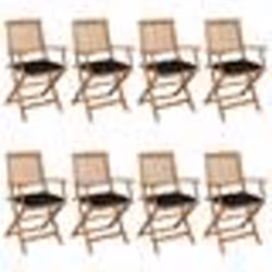 vidaXL Chaises pliables de jardin lot de 8 avec coussins Bois d'acacia - TU