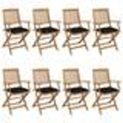 vidaXL Chaises pliables de jardin lot de 8 avec coussins Bois d'acacia - TU