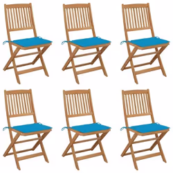 vidaXL Chaises pliables de jardin lot de 6 avec coussins Bois d'acacia - TU