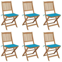 vidaXL Chaises pliables de jardin lot de 6 avec coussins Bois d'acacia - TU