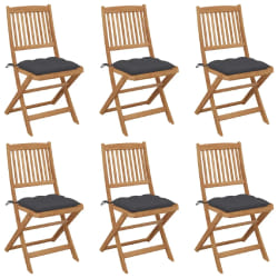 vidaXL Chaises pliables de jardin lot de 6 avec coussins Bois d'acacia - TU