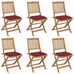 VidaXL 3075018, Terrace, Siège rembourré, Bois d'acacia, Rouge, Polyester, 485 mm