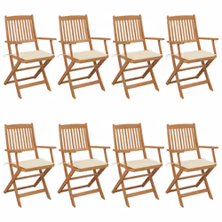 VidaXL 3075023, Terrace, Siège rembourré, Bois d'acacia, Crème, Polyester, 485 mm