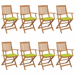 VidaXL 3075032, Terrace, Siège rembourré, Bois d'acacia, Vert, Polyester, 485 mm