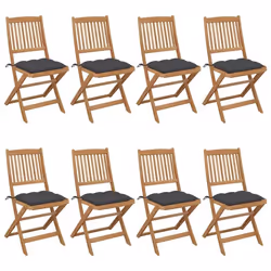 vidaXL Chaises pliables de jardin lot de 8 avec coussins Bois d'acacia - TU