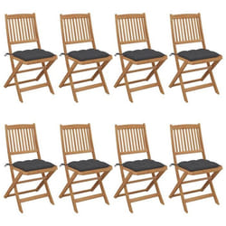 vidaXL Chaises pliables de jardin lot de 8 avec coussins Bois d'acacia - TU