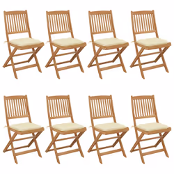 VidaXL 3075038, Terrace, Siège rembourré, Bois d'acacia, Crème, Blanc, Polyester, 485 mm