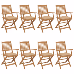 VidaXL 3075039, Terrace, Siège rembourré, Bois d'acacia, Beige, Polyester, 485 mm