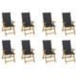 vidaXL Chaises pliables de jardin avec coussins lot de 8 Bois d'acacia - TU