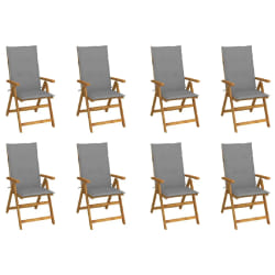 vidaXL Chaises pliables de jardin avec coussins lot de 8 Bois d'acacia - TU