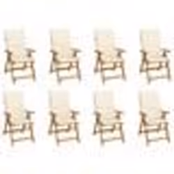 vidaXL Chaises pliables de jardin avec coussins lot de 8 Bois d'acacia - TU