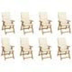vidaXL Chaises pliables de jardin avec coussins lot de 8 Bois d'acacia - TU