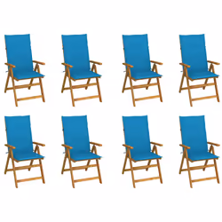 VidaXL 3075058, Terrace, Siège rembourré, Bois d'acacia, Bleu, Polyester, 570 mm