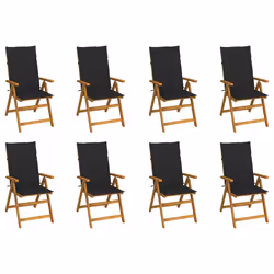 VidaXL 3075061, Terrace, Siège rembourré, Bois d'acacia, Noir, Polyester, 570 mm