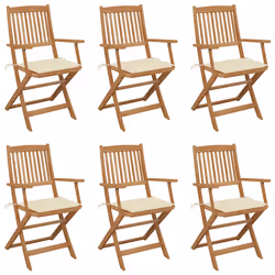 VidaXL 3075087, Terrace, Siège rembourré, Bois d'acacia, Crème, Polyester, 40 cm
