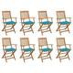 vidaXL Chaises pliables d'extérieur et coussins lot de 8 Bois d'acacia - TU