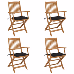 VidaXL 3075092, Terrace, Siège rembourré, Bois d'acacia, Noir, Polyester, 40 cm