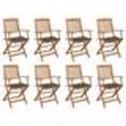 vidaXL Chaises pliables d'extérieur et coussins lot de 8 Bois d'acacia - TU