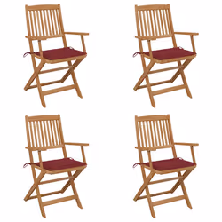 VidaXL 3075094, Terrace, Siège rembourré, Bois d'acacia, Rouge, Polyester, 40 cm