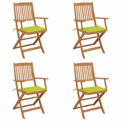VidaXL 3075096, Terrace, Siège rembourré, Bois d'acacia, Vert, Polyester, 40 cm