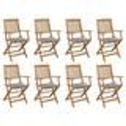 vidaXL Chaises pliables d'extérieur et coussins lot de 8 Bois d'acacia - TU