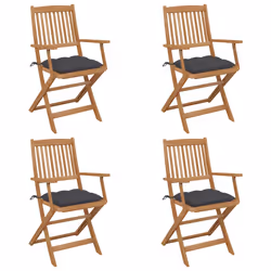 VidaXL 3075100, Terrace, Siège rembourré, Bois d'acacia, Anthracite, Polyester, 40 cm