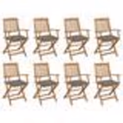 vidaXL Chaises pliables d'extérieur et coussins lot de 8 Bois d'acacia - TU