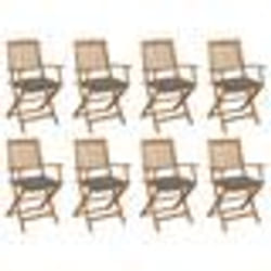 vidaXL Chaises pliables d'extérieur et coussins lot de 8 Bois d'acacia - TU