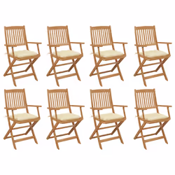 VidaXL 3075102, Terrace, Siège rembourré, Bois d'acacia, Crème, Blanc, Polyester, 40 cm