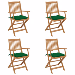 VidaXL 3075105, Terrace, Siège rembourré, Bois d'acacia, Vert, Polyester, 40 cm