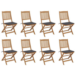 vidaXL Chaises pliables d'extérieur et coussins lot de 8 Bois d'acacia - TU