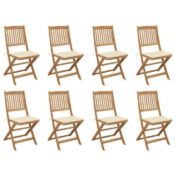 vidaXL Chaises pliables d'extérieur et coussins lot de 8 Bois d'acacia - TU
