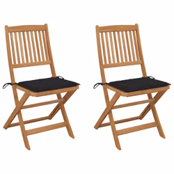 VidaXL 3075120, Terrace, Siège rembourré, Bois d'acacia, Noir, Polyester, 485 mm