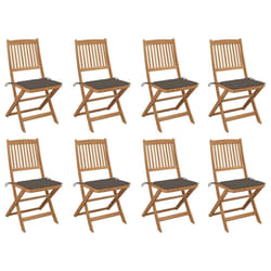 vidaXL Chaises pliables d'extérieur et coussins lot de 8 Bois d'acacia - TU