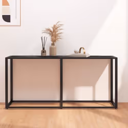 vidaXL Table console Marbre noir 160x35x75,5 cm Verre trempé - TU