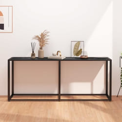 vidaXL Table console Marbre noir 180x35x75,5 cm Verre trempé - TU