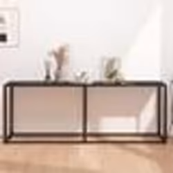 vidaXL Table console Marbre noir 200x35x75,5 cm Verre trempé
