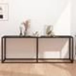 vidaXL Table console Marbre noir 200x35x75,5 cm Verre trempé
