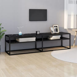 Vidaxl - Meuble tv Marbre noir 160x40x40,5 cm Verre trempé