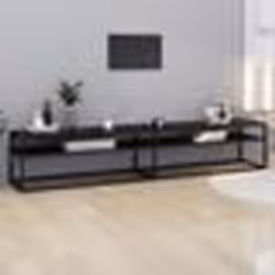 vidaXL Meuble TV Marbre noir 220x40x40,5 cm Verre trempé