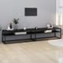 vidaXL Meuble TV Marbre noir 220x40x40,5 cm Verre trempé