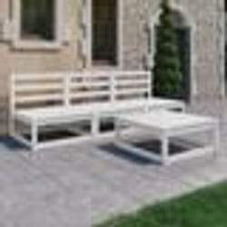 vidaXL Salon de jardin 4 pcs Blanc Bois de pin massif - TU