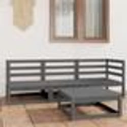 vidaXL Salon de jardin 4 pcs Gris Bois de pin massif - TU